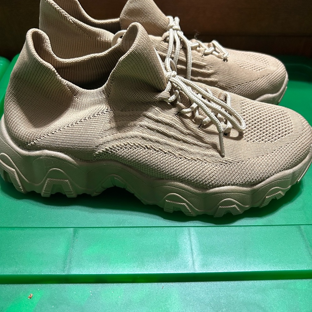 Tan Knit Sneakers